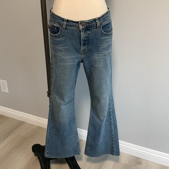 BCBG Y2K Jamil Flare Jeans Low Rise Wide Leg Flare Blue Denim 11/12 - Picture 4 of 10